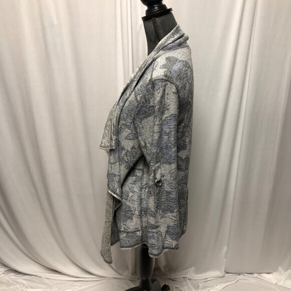 Christopher and Banks Cardigan Womens Size Medium Gray Draped Open Front Sweater - Picture 3 of 8
